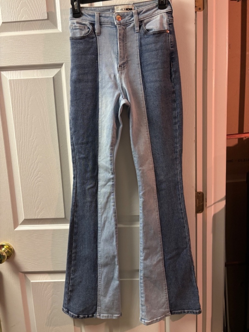 Fashion Nova - Bicolored (Light & Dark) Wash Denim Flare Jeans - Size 25/1